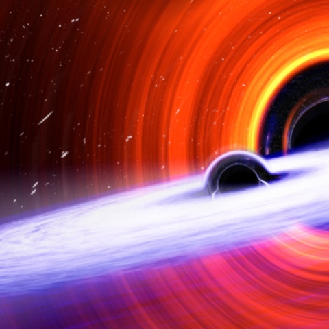 Artistic representation of a binary black hole merger