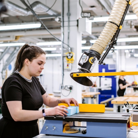 Student using the Eldon Production Centre