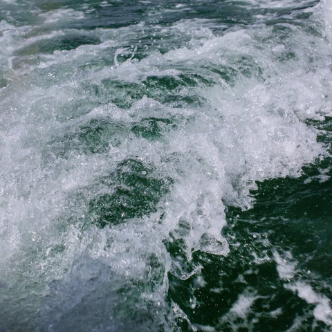 Waves crashing in the ocean