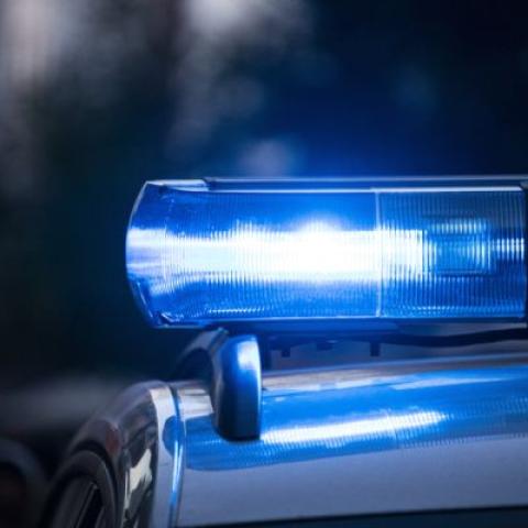 police car light illuminated blue