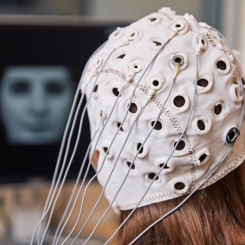 Psychology student in labs