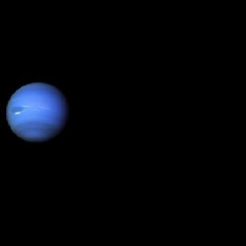 Image shows a blue planet looking like Earth against the dark backdrop of outer space, that is to say, the universe
