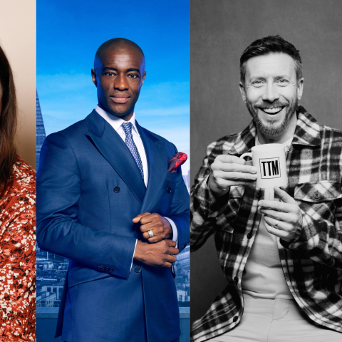 Four of the recipients of University of Portsmouth Honorary Doctorates in 2025. From left to right headshots of Sabrina Dhowre Elba, Alice Hendy MBE, Tim Campbell MBE, and Sam Matterface