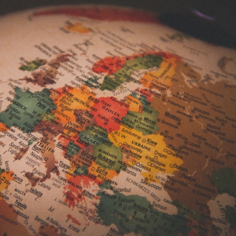 Globe map of Europe