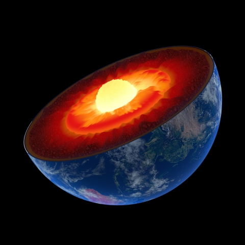 Image of Earth from space showing it's inner layers