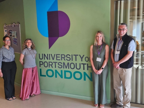 Image of Dr Simon Kolstoe, alongside colleagues at the University of Portsmouth London Campus