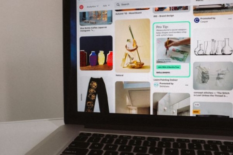Image of a laptop displaying a pinterest board