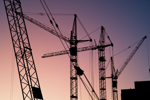 Picture of three tower cranes