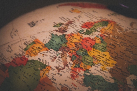 Globe map of Europe