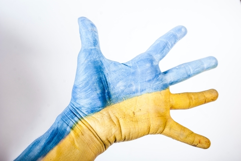 Hand painted yellow and blue