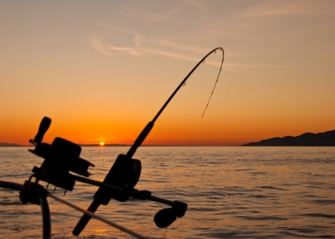 angling rode and sunset