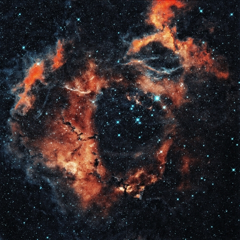 Image of space, depicting the Big Bang, showing dark matter and cosmic lights