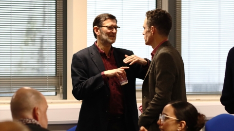 Two people talking