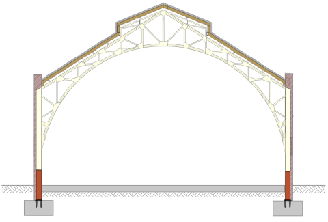 Cross section of Wiltshire building showcasing the columns 