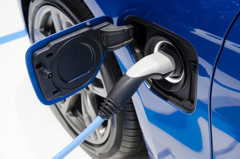 An electric vehicle on charge
