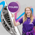 Female Student Ambassador leading a campus tour