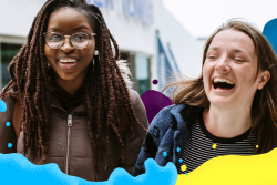 Two women smiling