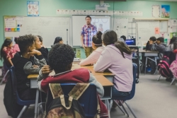 Students learning in a class room