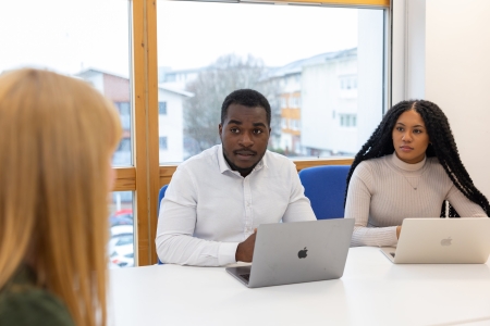 Two students in the Legal Advice Clinic